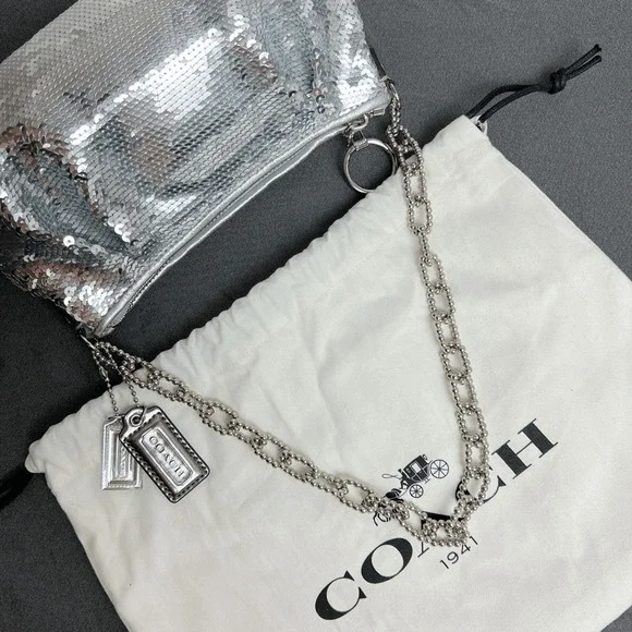 COACH Vintage Poppy Sliver Sequined Evening Bag RARE 14368